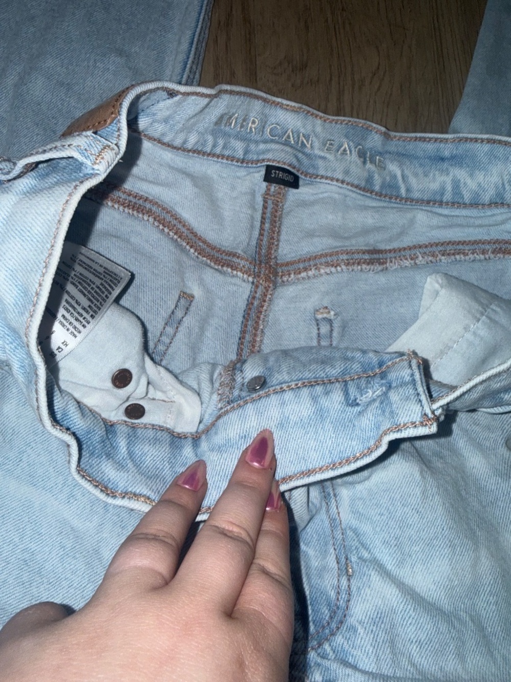 Y2K American Eagle Light Wash Baggy Jeans Skater Wide Leg 90s Vintage Vibes - Picture 7 of 10